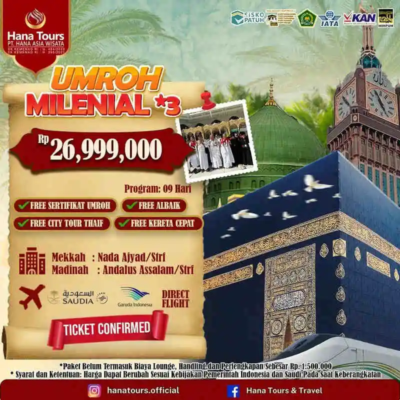 Umroh milenial Rp 26 jutaan. Bonus kereta cepat