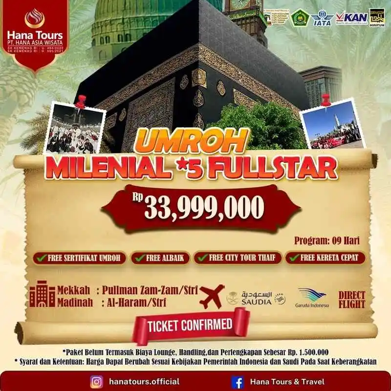 Umroh milenial Rp 33 jutaan. Bonus kereta cepat & fasilitas hotel bintang 5!