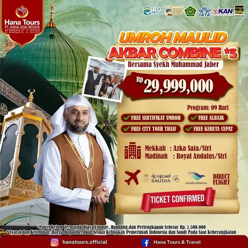umroh maulid akbar combine bintang 5 Rp 29 jtan